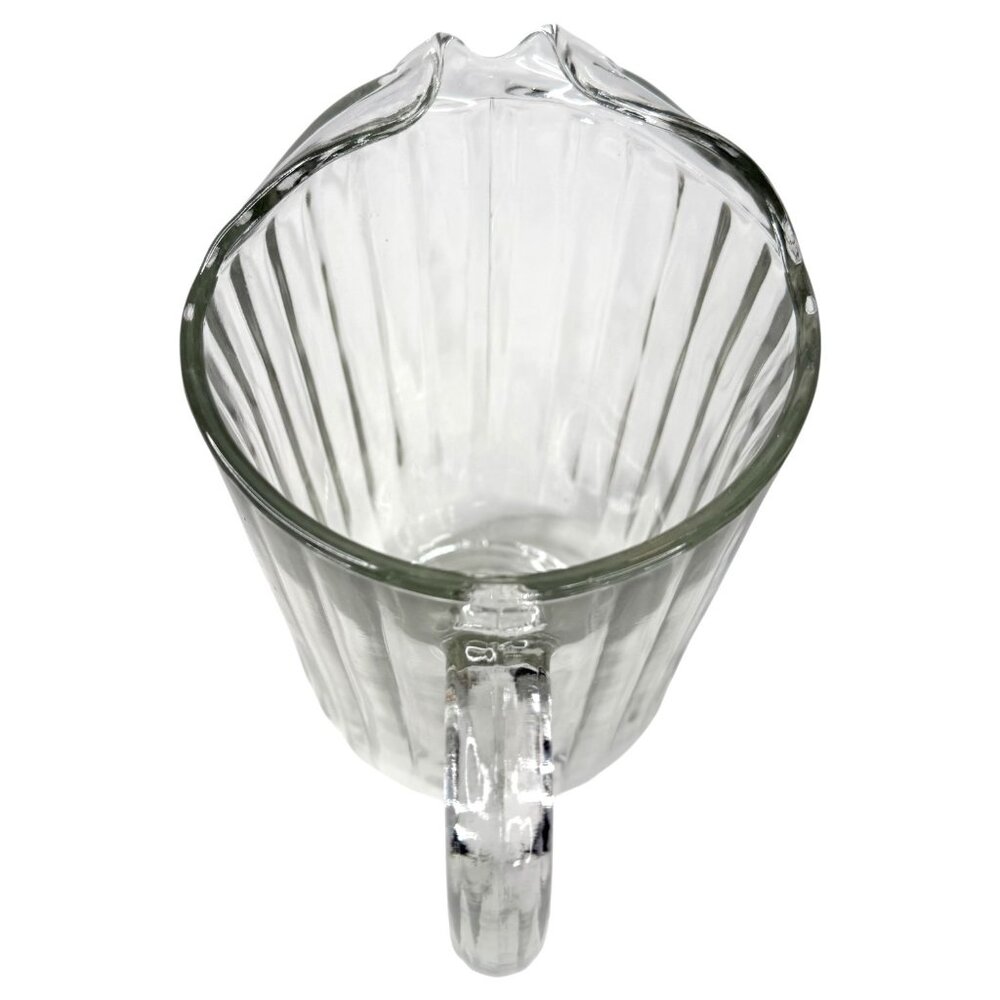Vintage Jeannette National Clear Glass Ribbed Pitcher Ice Lip 63 OZ 7.5” Tall - Picture 5 of 7